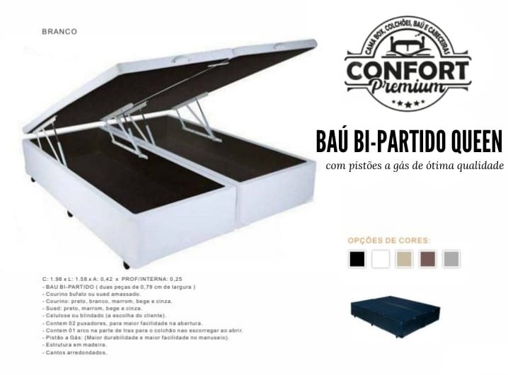 Cama baú bipartida queen Confort Premium